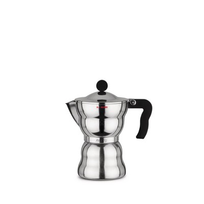 Alessi-Moka Alessi Espresso-Kaffeemaschine aus Aluminiumguss, schwarz, 6 Tassen